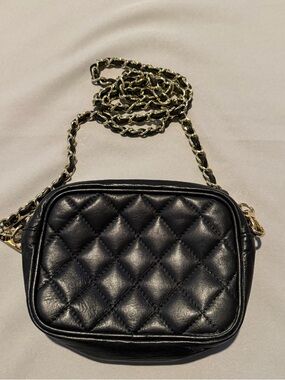 Borse In Pelle Black Quilted Leather Chain Crossbody Bag - Gold Hardware